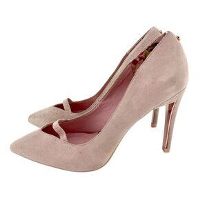 Ted Baker Gewell Pink Suede Leather Pointed Toe  Heel Pumps 37.5 New